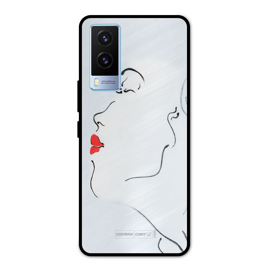 Girl in Red Lipstick Metal Back Case for Vivo V21e 5G