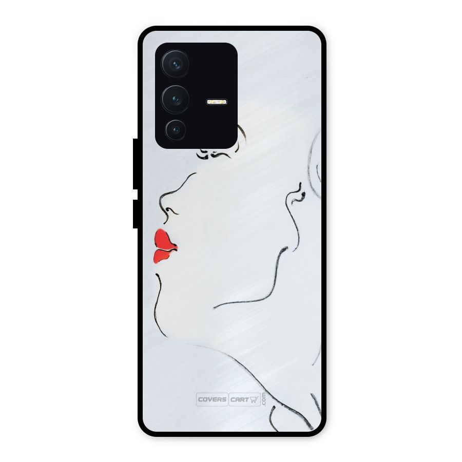 Girl in Red Lipstick Metal Back Case for Vivo V23 5G