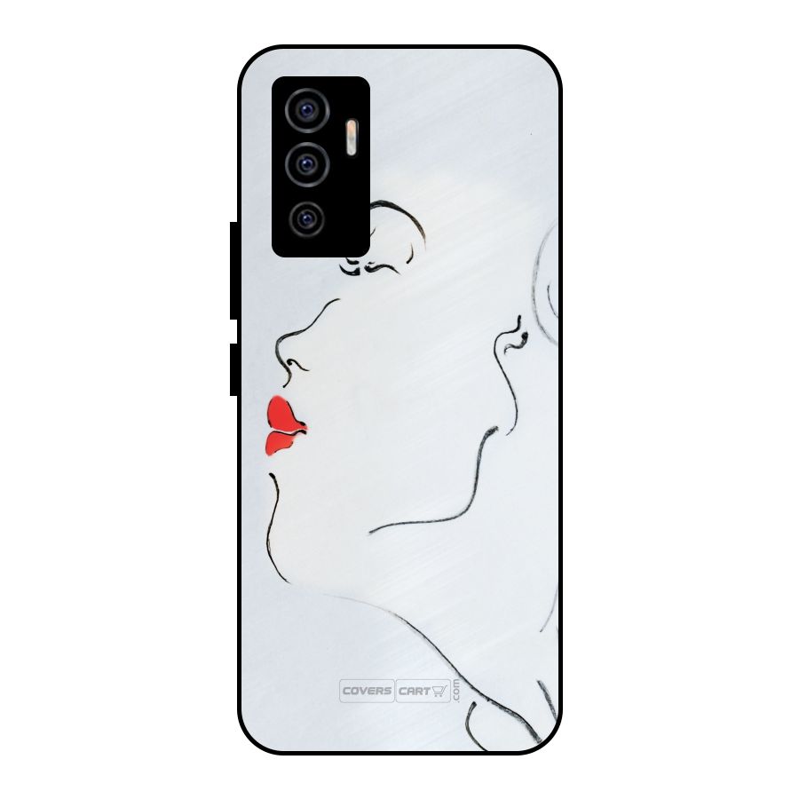 Girl in Red Lipstick Metal Back Case for Vivo V23e