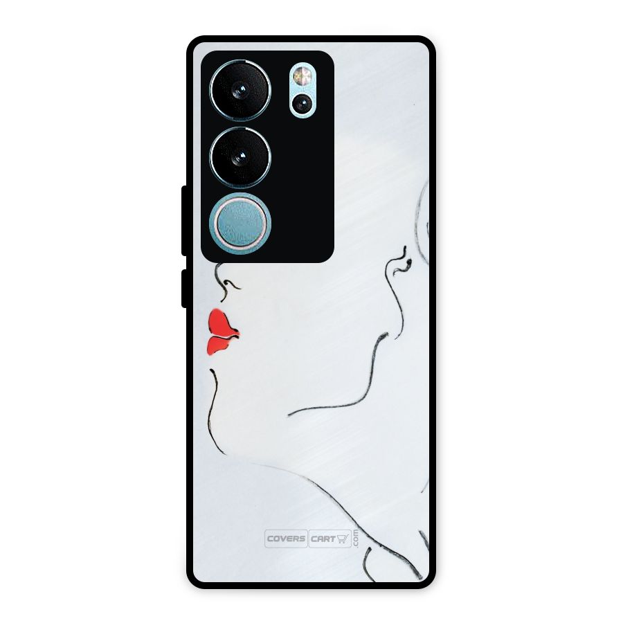 Girl in Red Lipstick Metal Back Case for Vivo V29 Pro