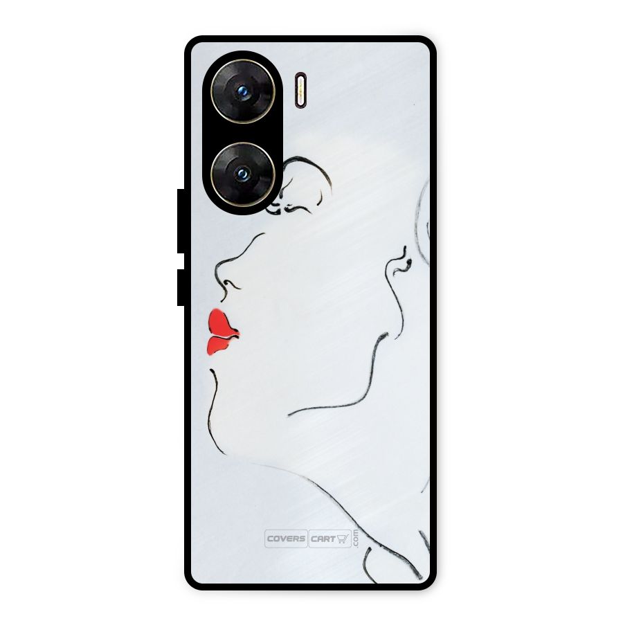 Girl in Red Lipstick Metal Back Case for Vivo V29e