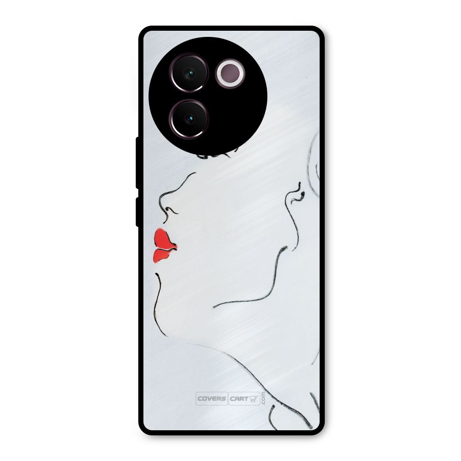 Girl in Red Lipstick Metal Back Case for Vivo V30e