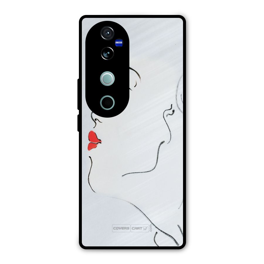 Girl in Red Lipstick Metal Back Case for Vivo V40