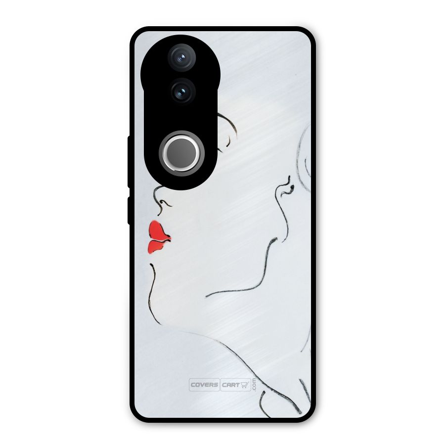 Girl in Red Lipstick Metal Back Case for Vivo V50e