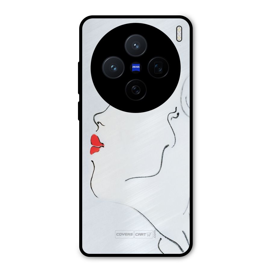 Girl in Red Lipstick Metal Back Case for Vivo X200
