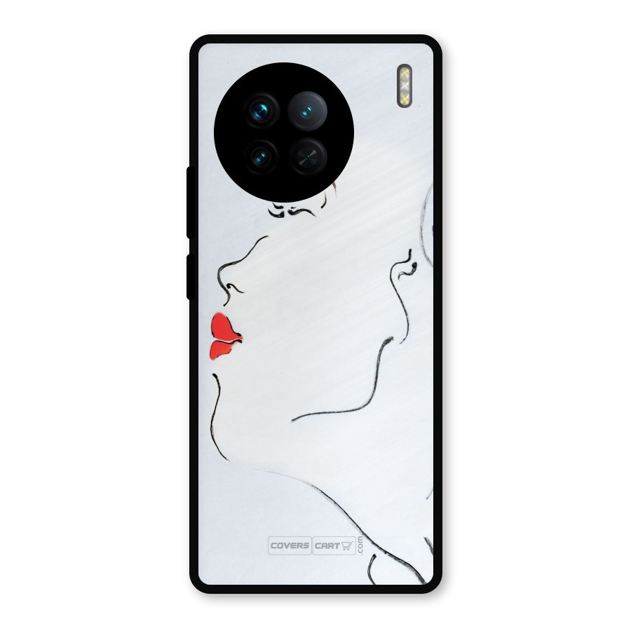 Girl in Red Lipstick Metal Back Case for Vivo X90