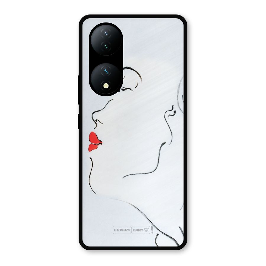 Girl in Red Lipstick Metal Back Case for Vivo Y100