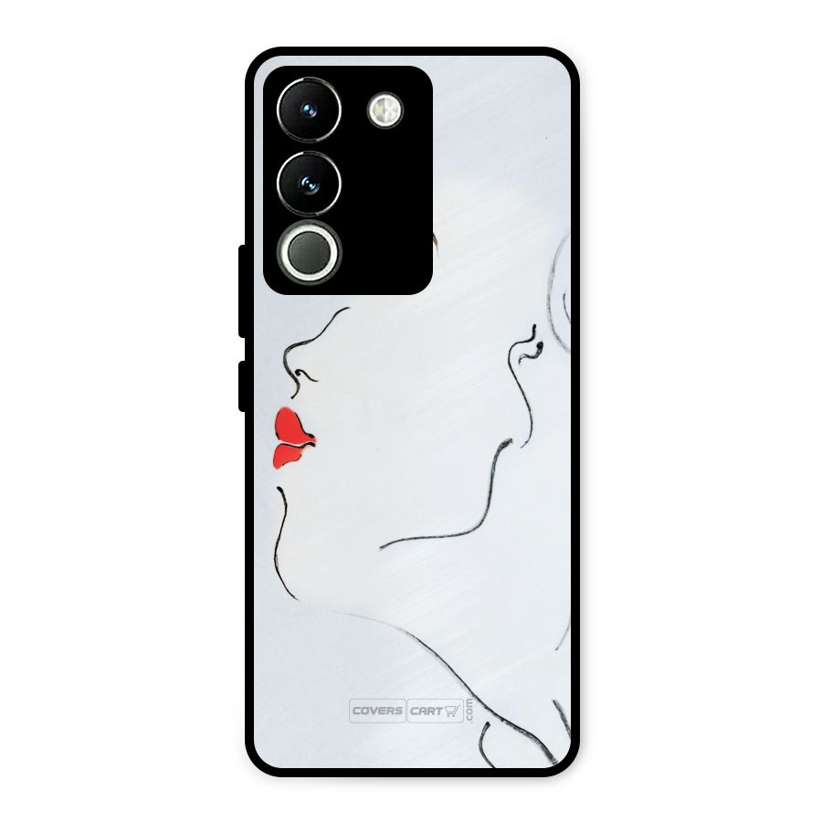 Girl in Red Lipstick Metal Back Case for Vivo Y200