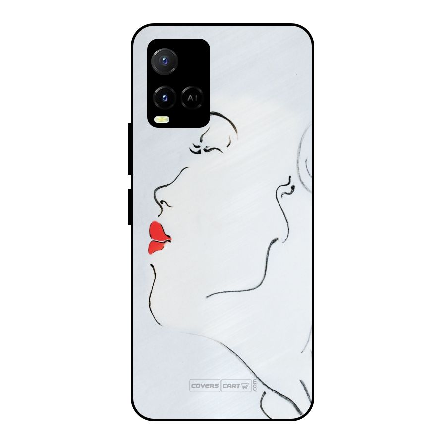 Girl in Red Lipstick Metal Back Case for Vivo Y21