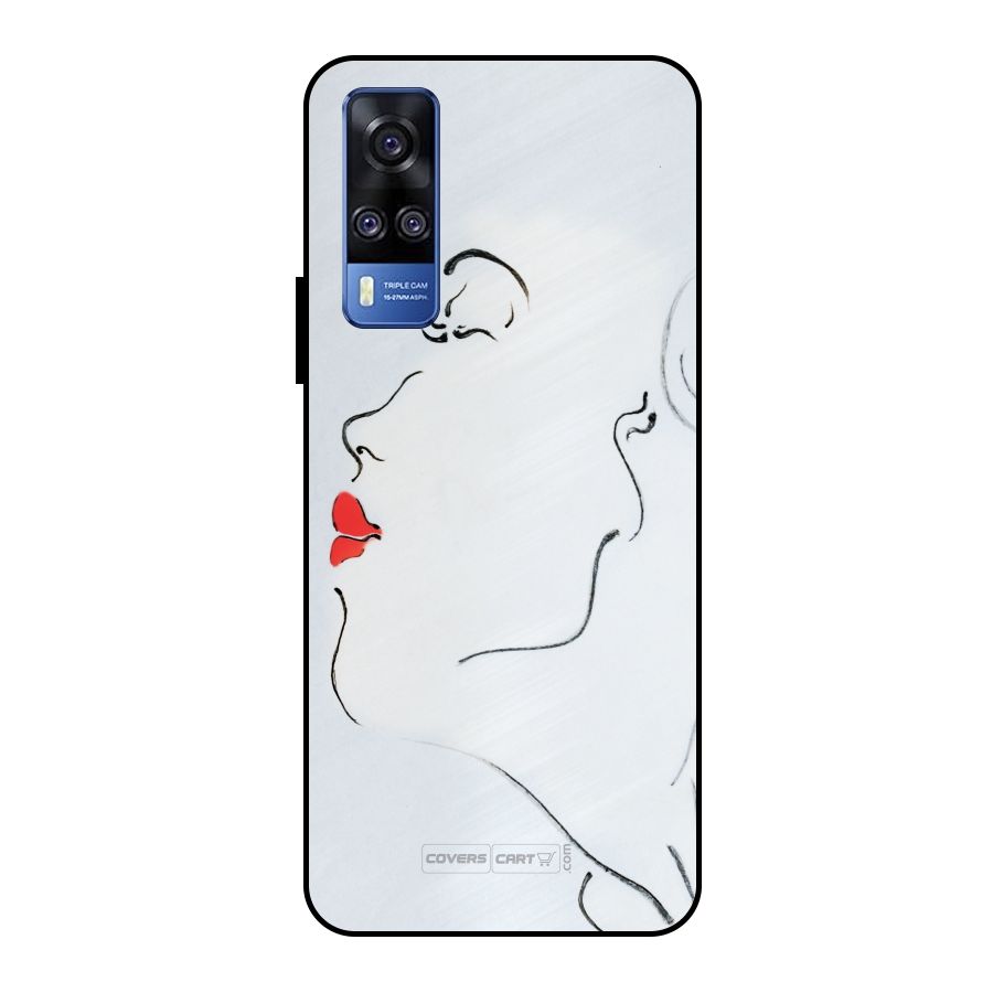 Girl in Red Lipstick Metal Back Case for Vivo Y51