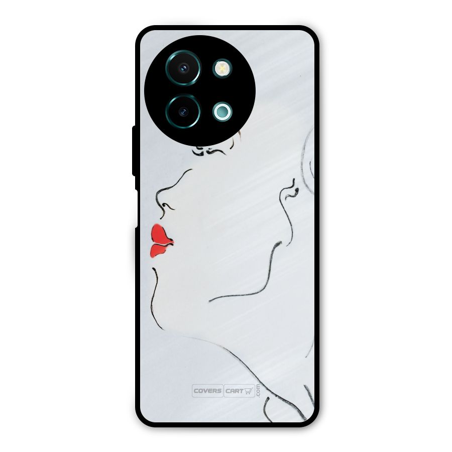 Girl in Red Lipstick Metal Back Case for Vivo Y58
