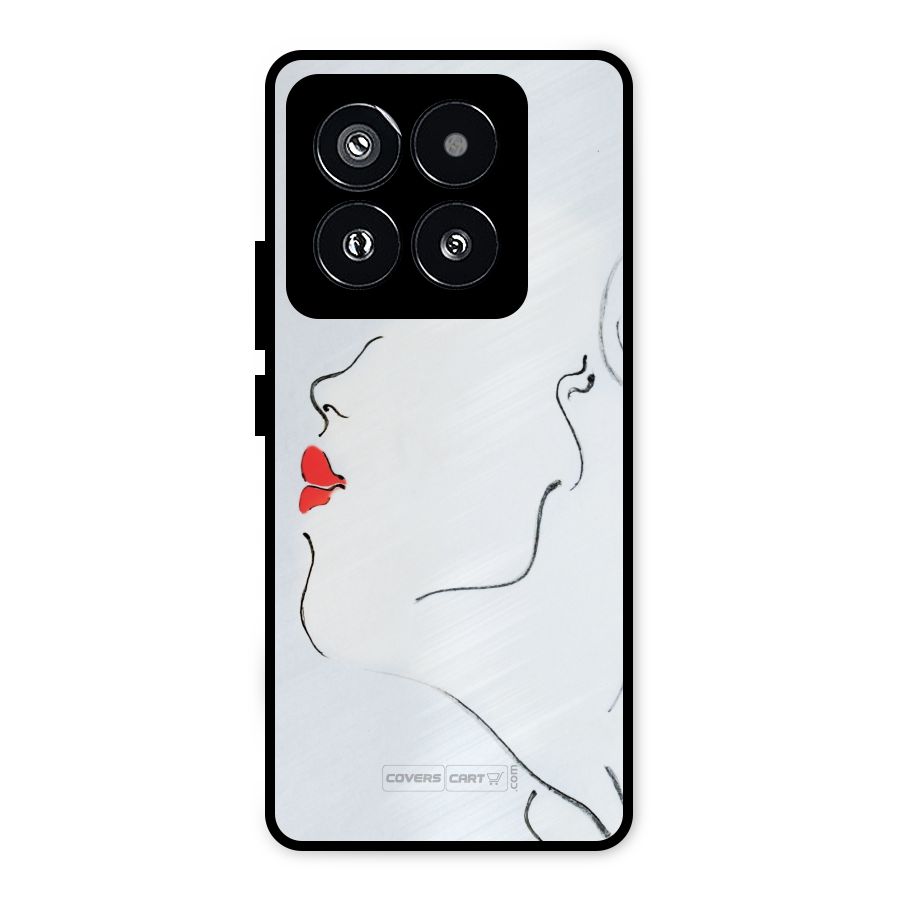Girl in Red Lipstick Metal Back Case for Xiaomi 14 Pro