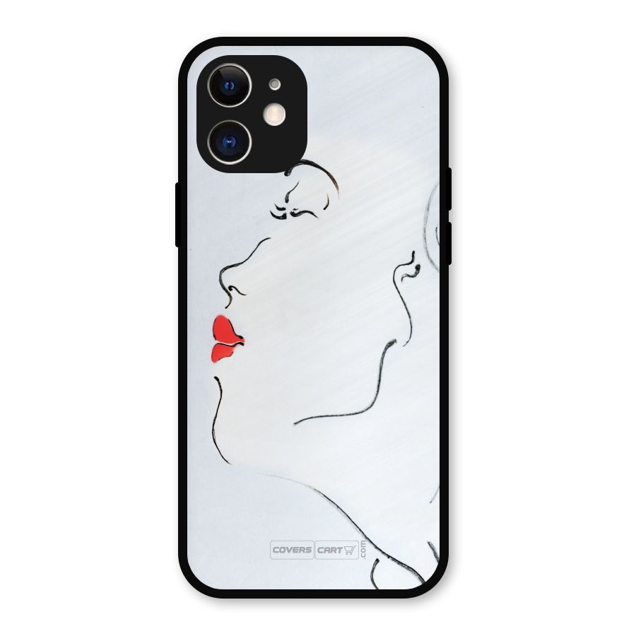 Girl in Red Lipstick Metal Back Case for iPhone 12