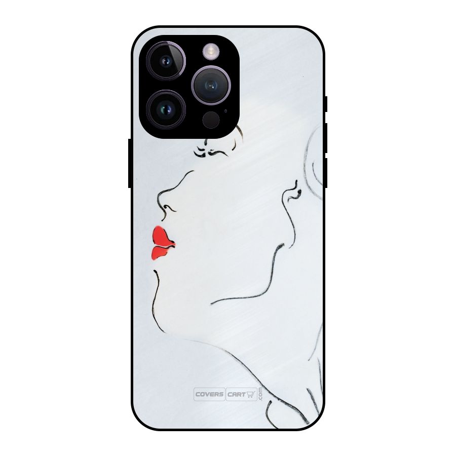 Girl in Red Lipstick Metal Back Case for iPhone 14 Pro Max