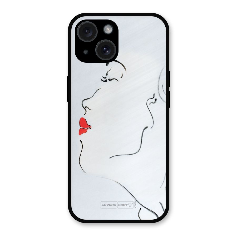 Girl in Red Lipstick Metal Back Case for iPhone 15