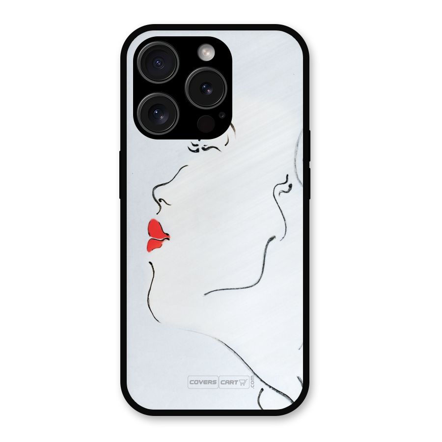 Girl in Red Lipstick Metal Back Case for iPhone 15 Pro