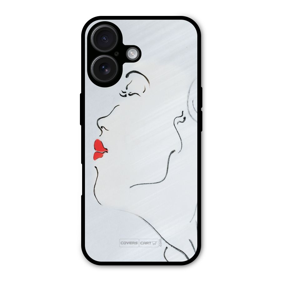 Girl in Red Lipstick Metal Back Case for iPhone 16
