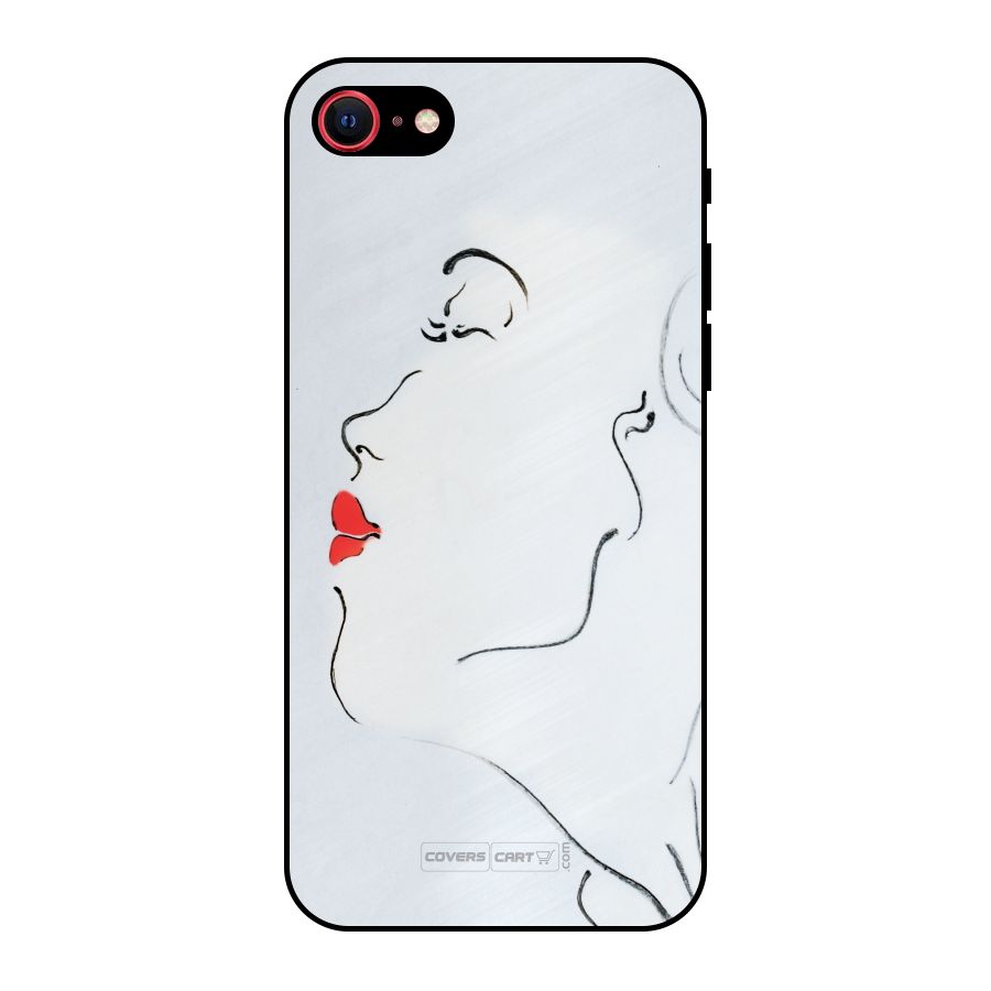 Girl in Red Lipstick Metal Back Case for iPhone 7