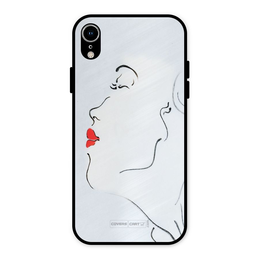 Girl in Red Lipstick Metal Back Case for iPhone XR