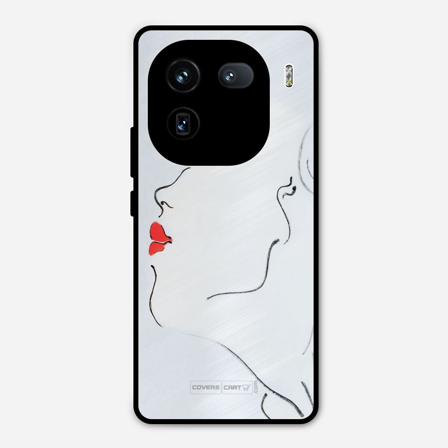 Girl in Red Lipstick Metal Back Case for iQOO 12