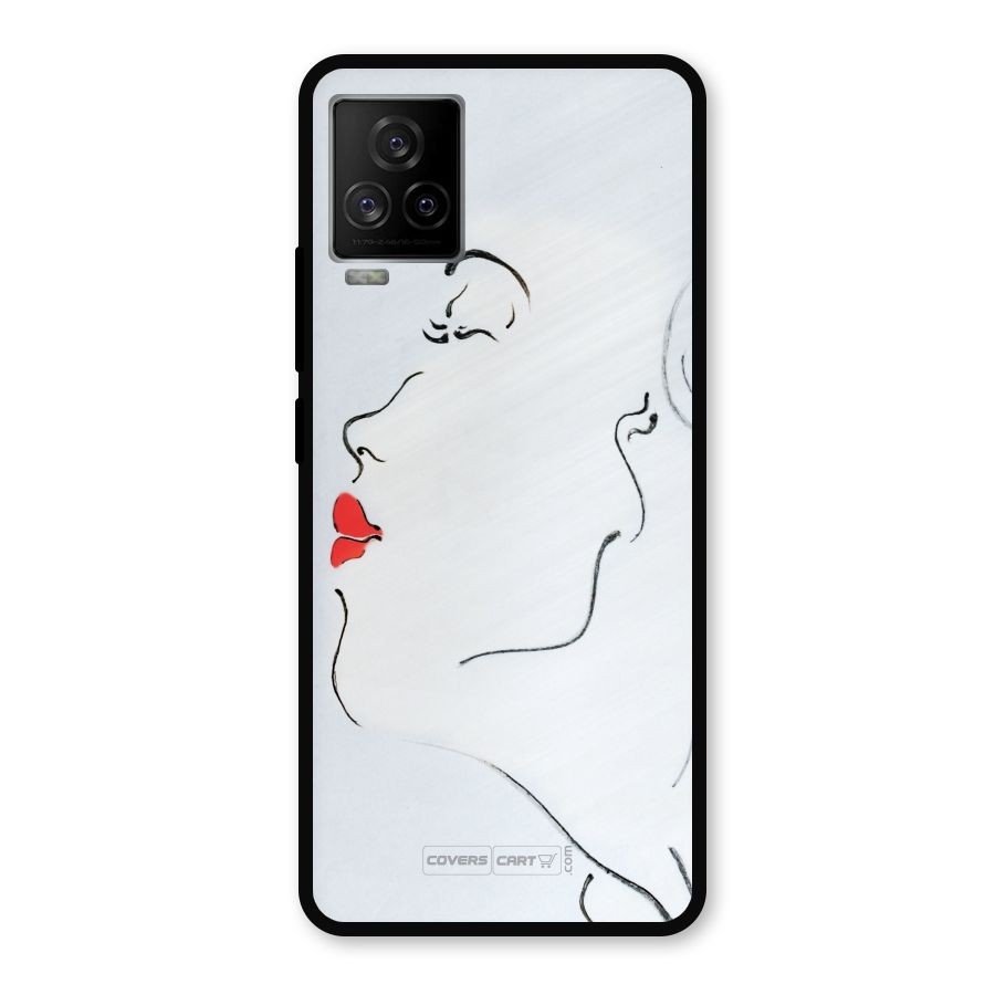 Girl in Red Lipstick Metal Back Case for iQOO 7 Legend 5G