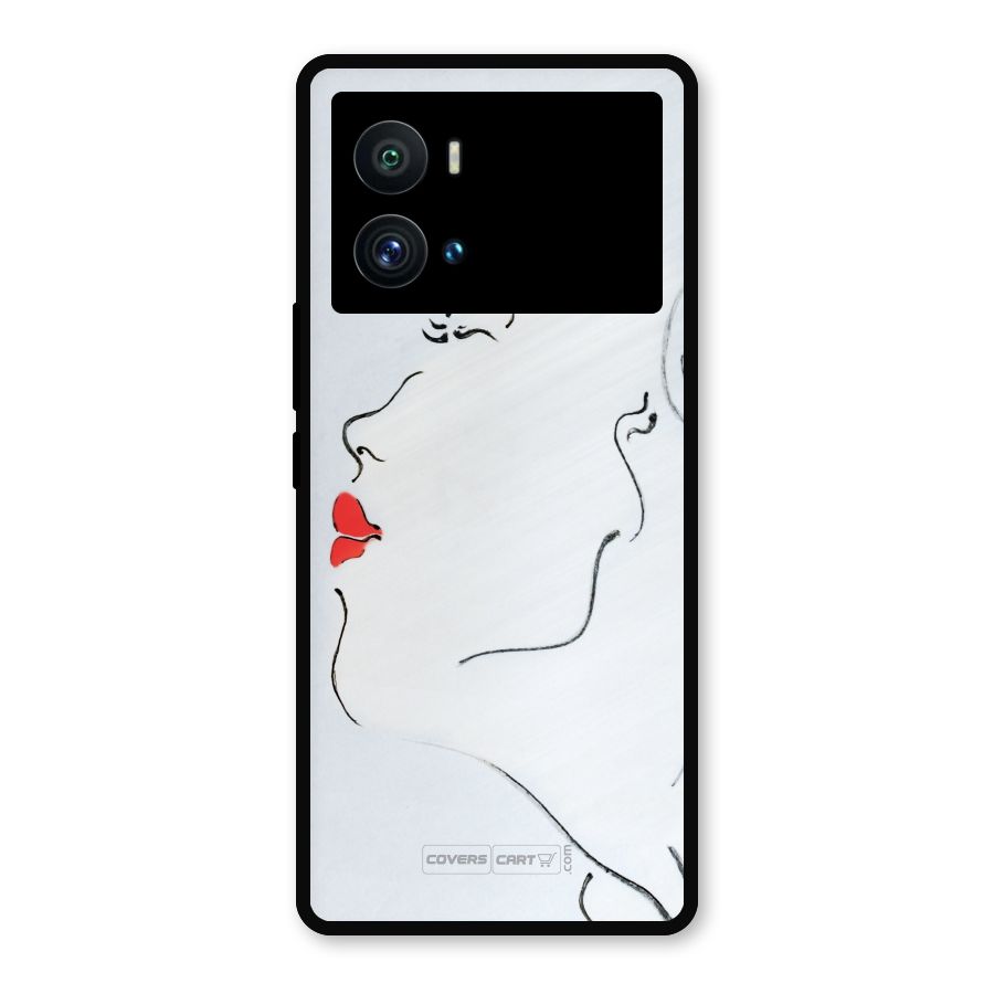 Girl in Red Lipstick Metal Back Case for iQOO 9 Pro