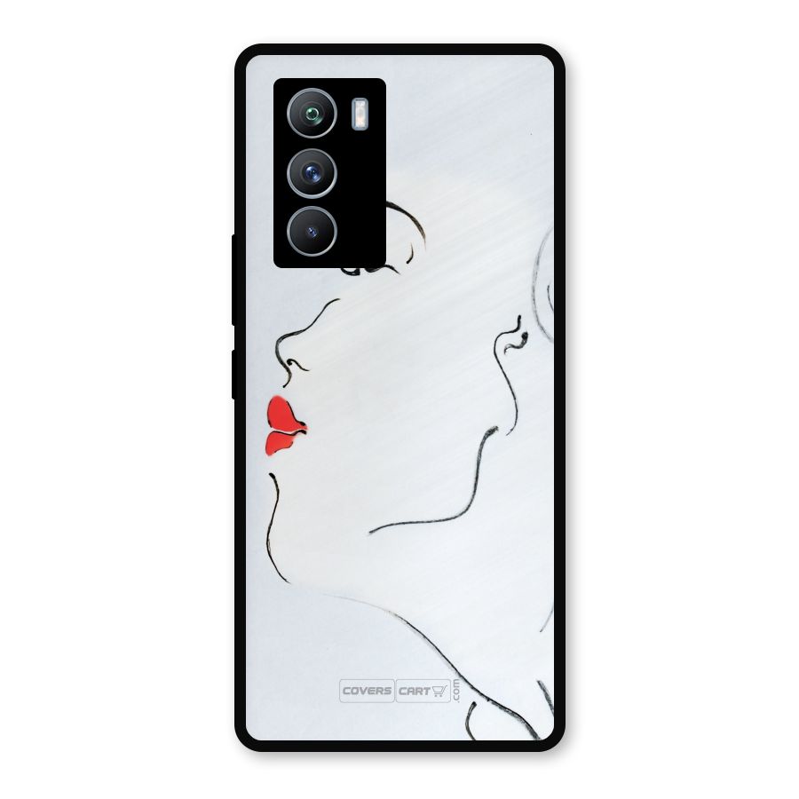 Girl in Red Lipstick Metal Back Case for iQOO 9 SE
