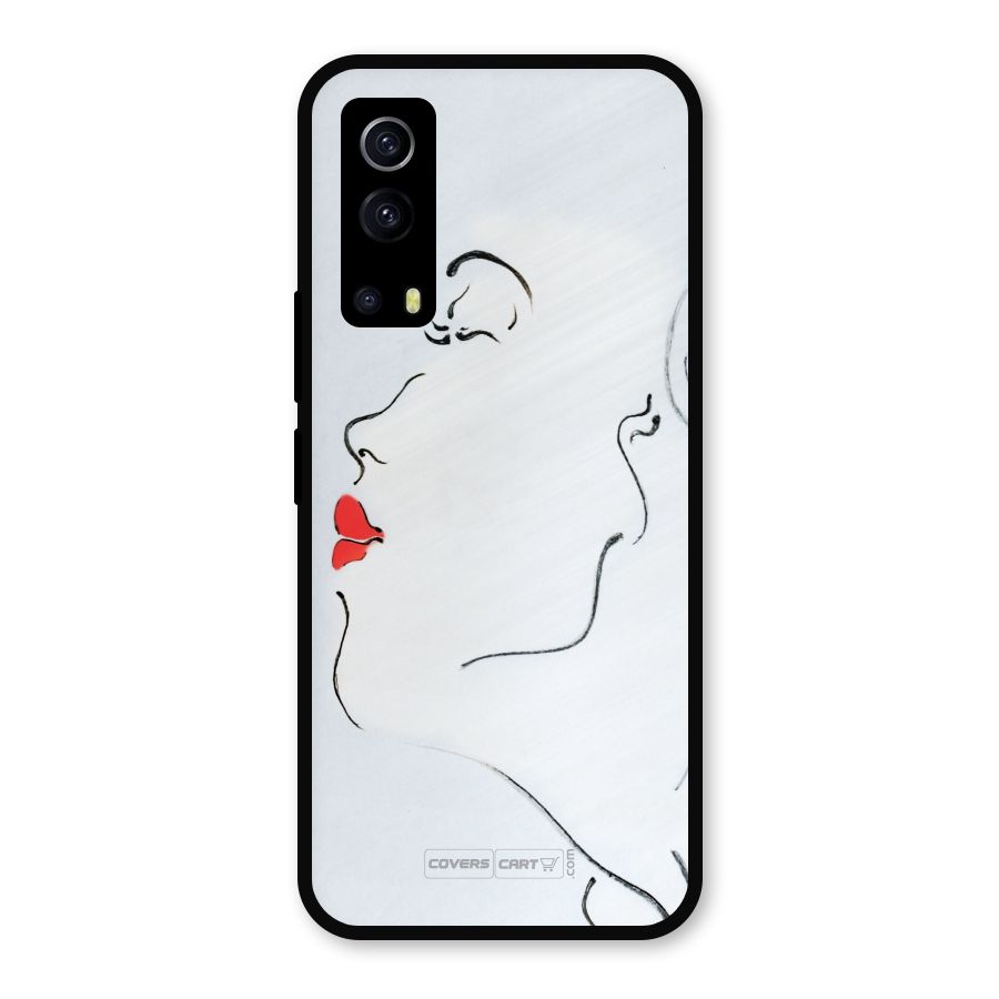 Girl in Red Lipstick Metal Back Case for iQOO Z3