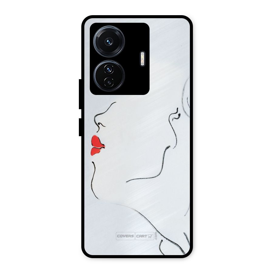 Girl in Red Lipstick Metal Back Case for iQOO Z6