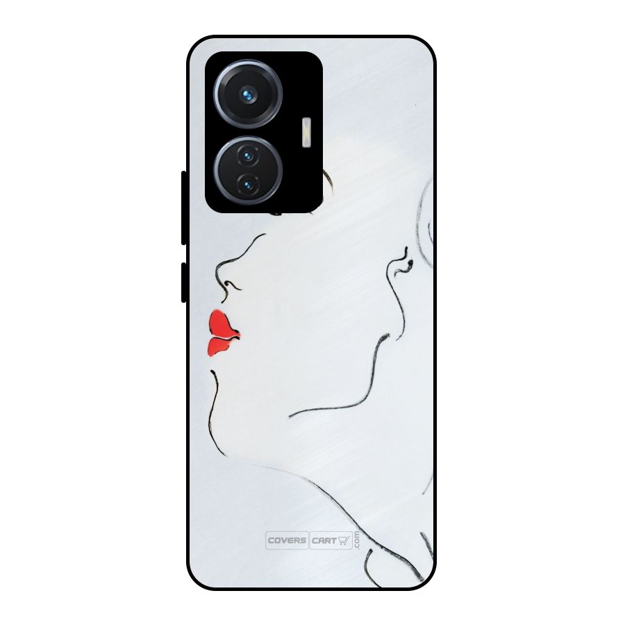 Girl in Red Lipstick Metal Back Case for iQOO Z6 44W