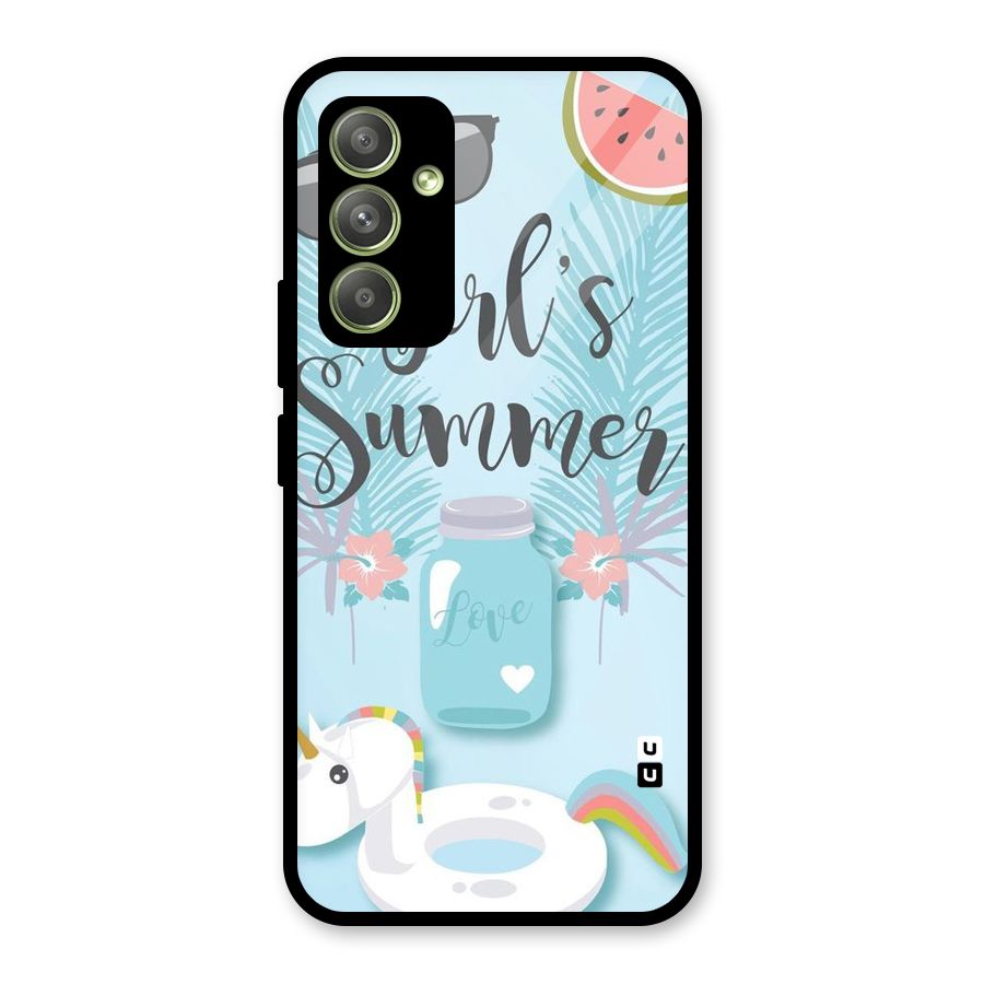 Girls Summer Glass Back Case for Galaxy A54