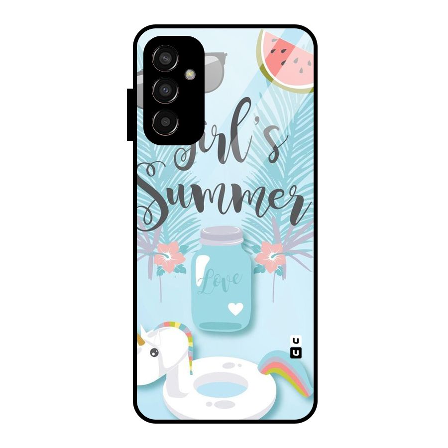 Girls Summer Glass Back Case for Galaxy F13