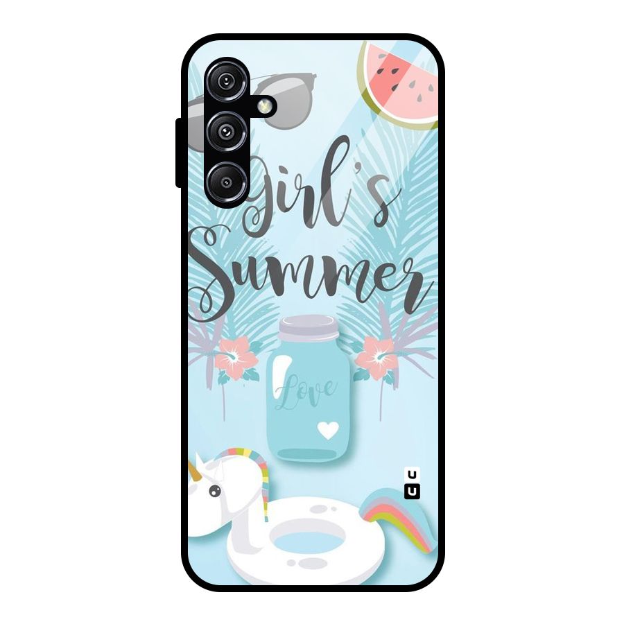 Girls Summer Glass Back Case for Galaxy M34 5G