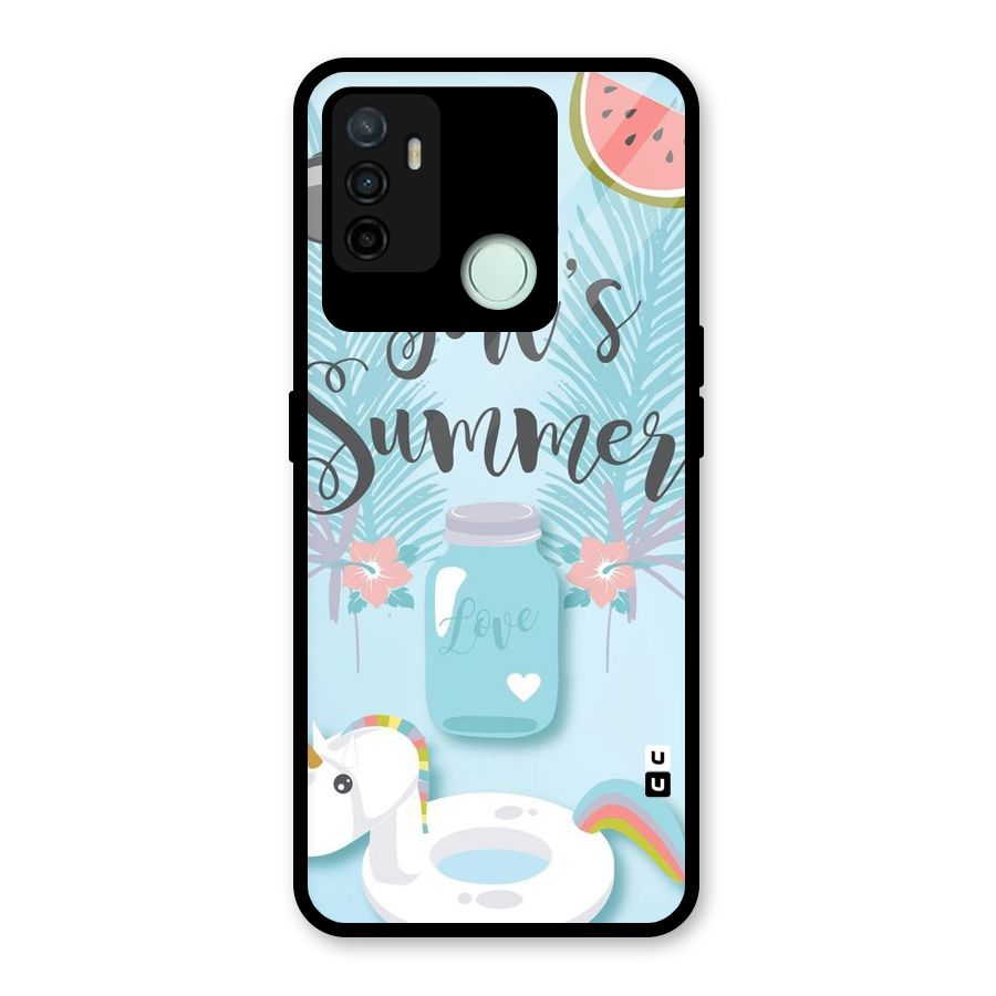 Girls Summer Glass Back Case for Oppo A53