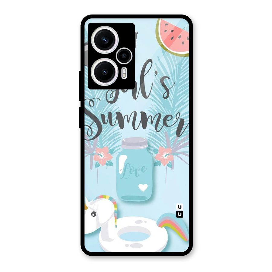 Girls Summer Glass Back Case for Poco F5