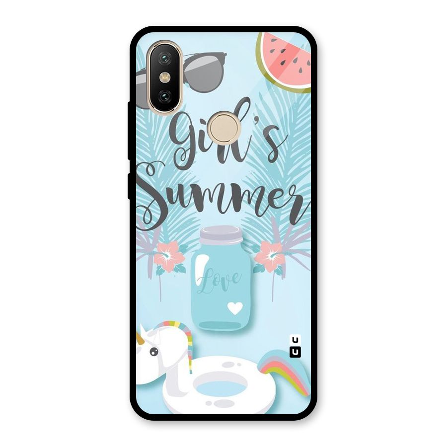 Girls Summer Glass Back Case for Redmi A2