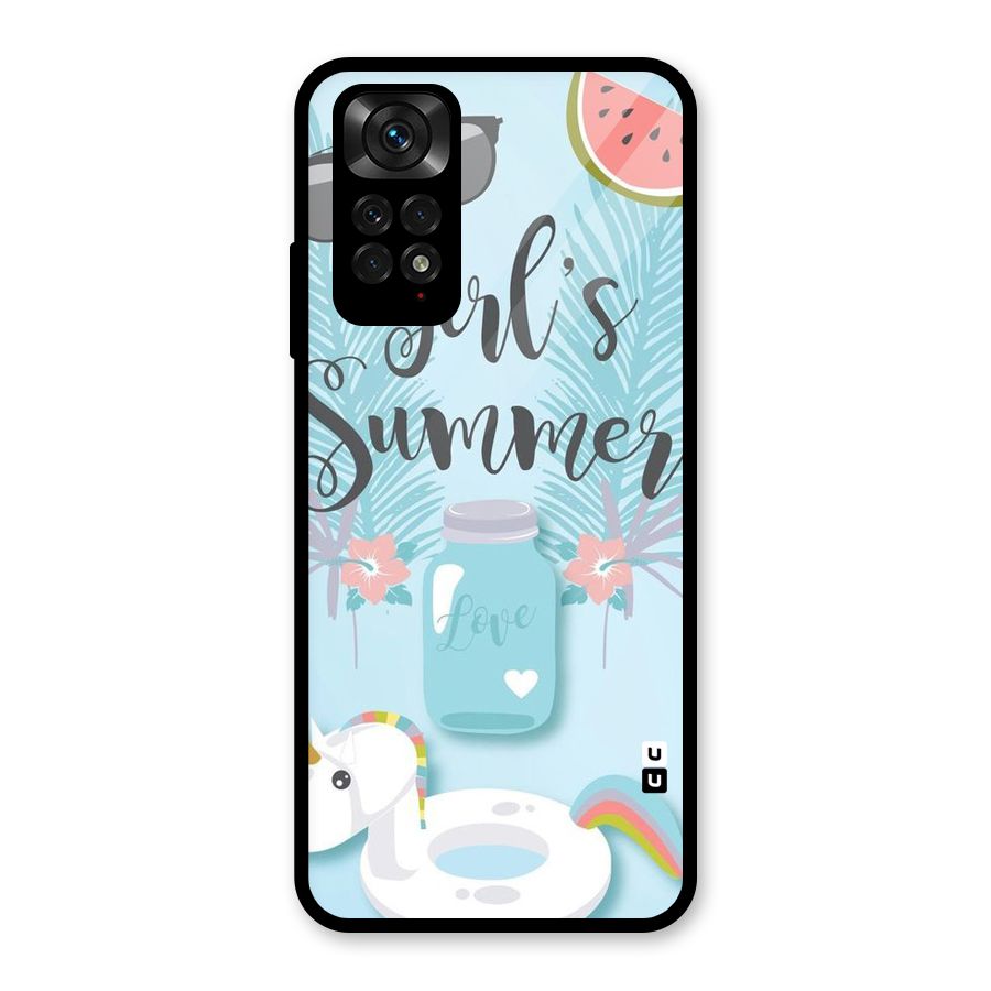 Girls Summer Glass Back Case for Redmi Note 11S