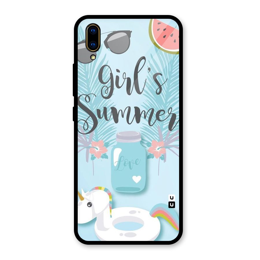 Girls Summer Glass Back Case for Vivo V11 Pro
