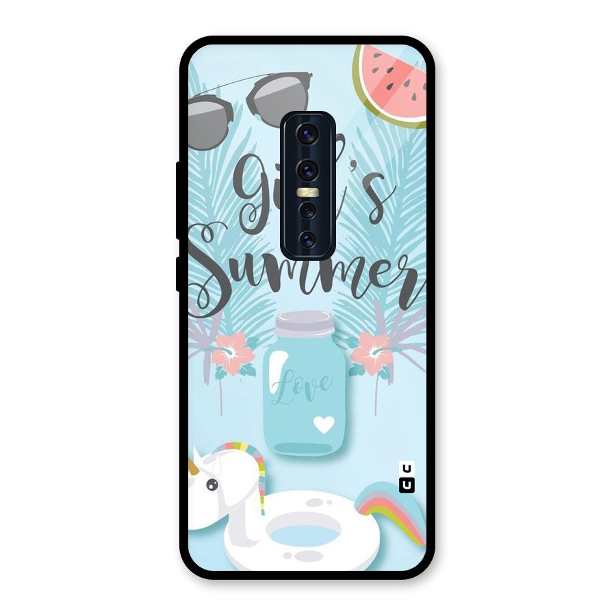 Girls Summer Glass Back Case for Vivo V17 Pro