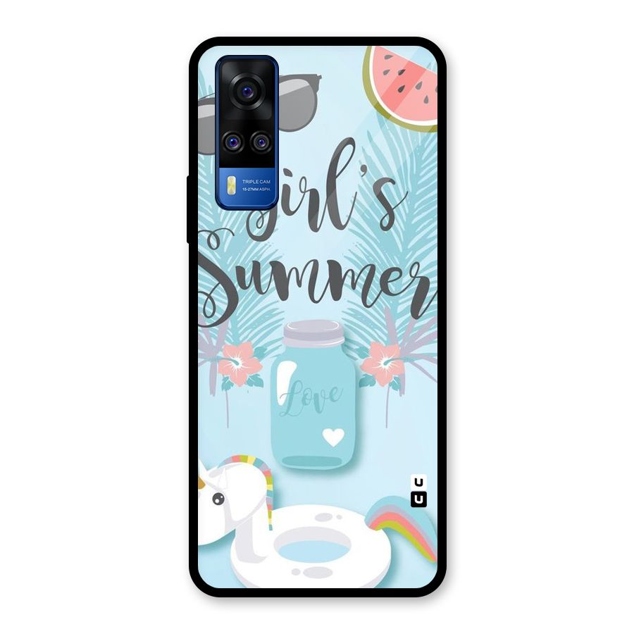Girls Summer Glass Back Case for Vivo Y31