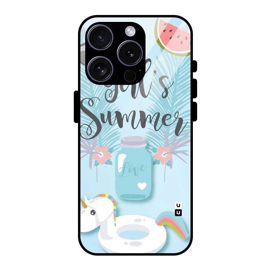 Girls Summer Glass Back Case for iPhone 15 Pro