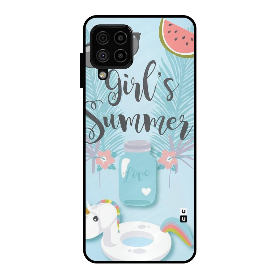 Girls Summer Metal Back Case for Galaxy A22 4G