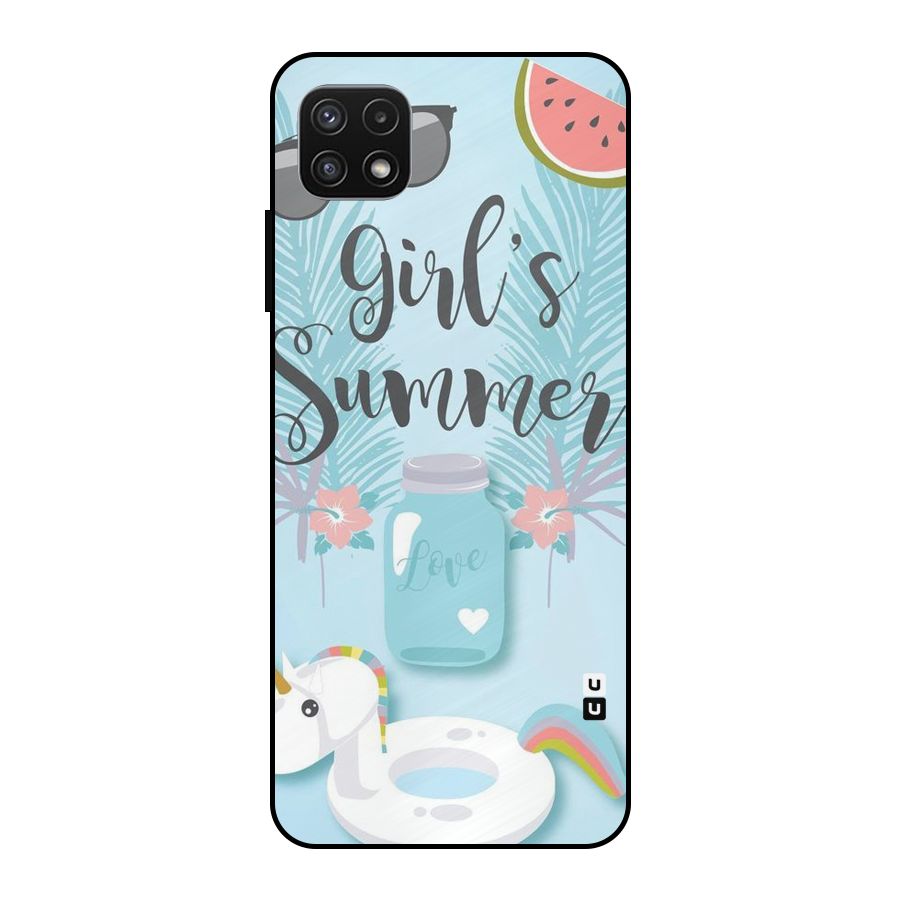 Girls Summer Metal Back Case for Galaxy A22 5G