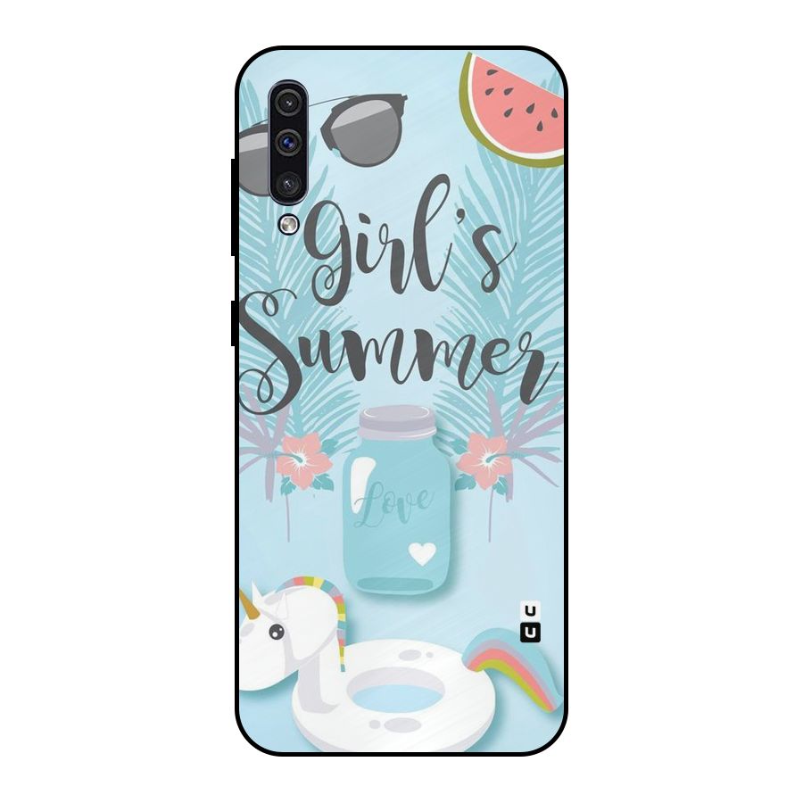 Girls Summer Metal Back Case for Galaxy A30s