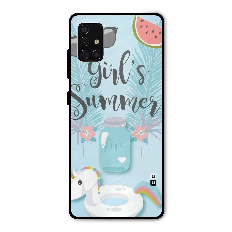 Girls Summer Metal Back Case for Galaxy A51