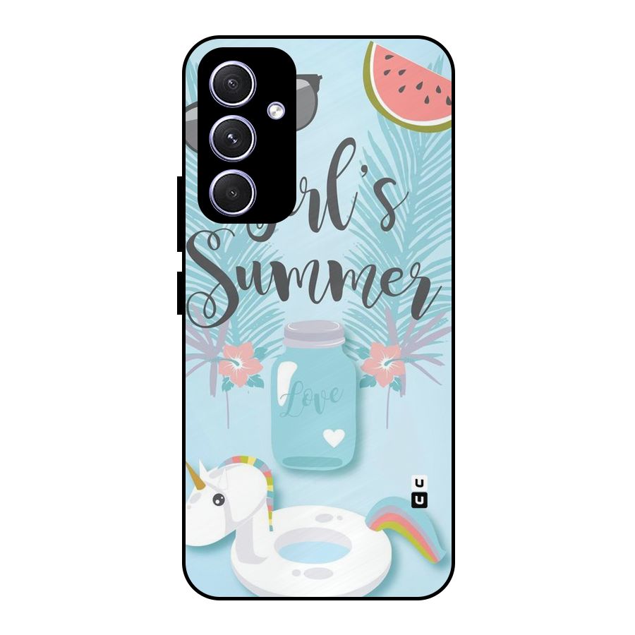 Girls Summer Metal Back Case for Galaxy A54
