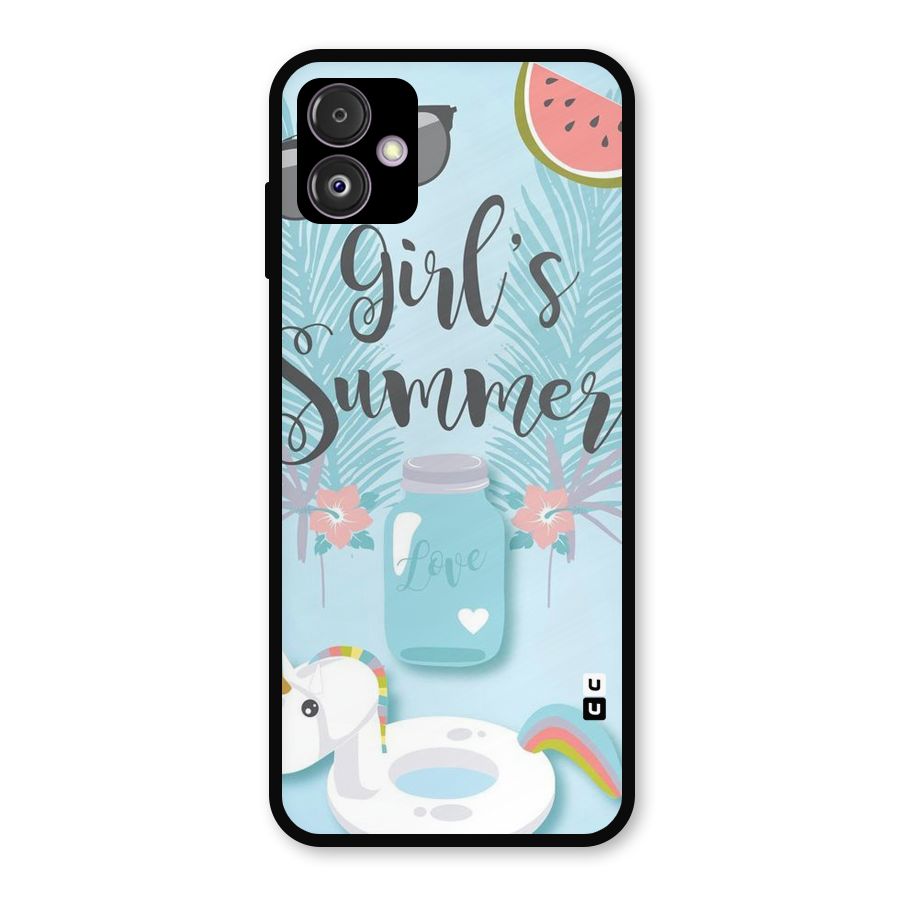 Girls Summer Metal Back Case for Galaxy F14