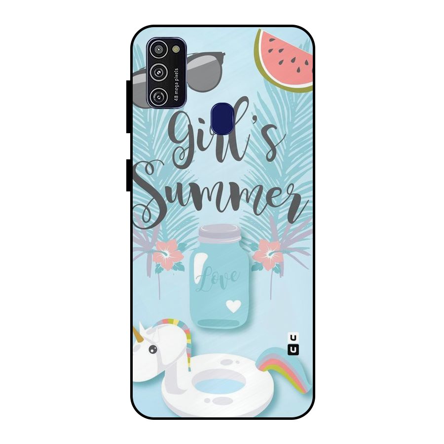 Girls Summer Metal Back Case for Galaxy M21