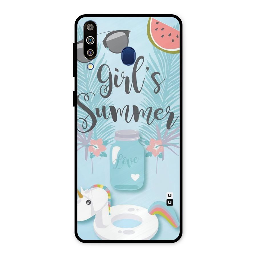Girls Summer Metal Back Case for Galaxy M30