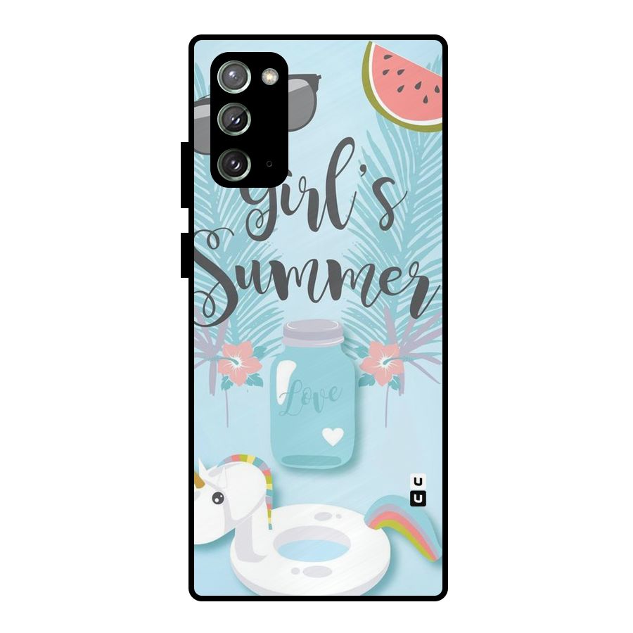Girls Summer Metal Back Case for Galaxy Note 20